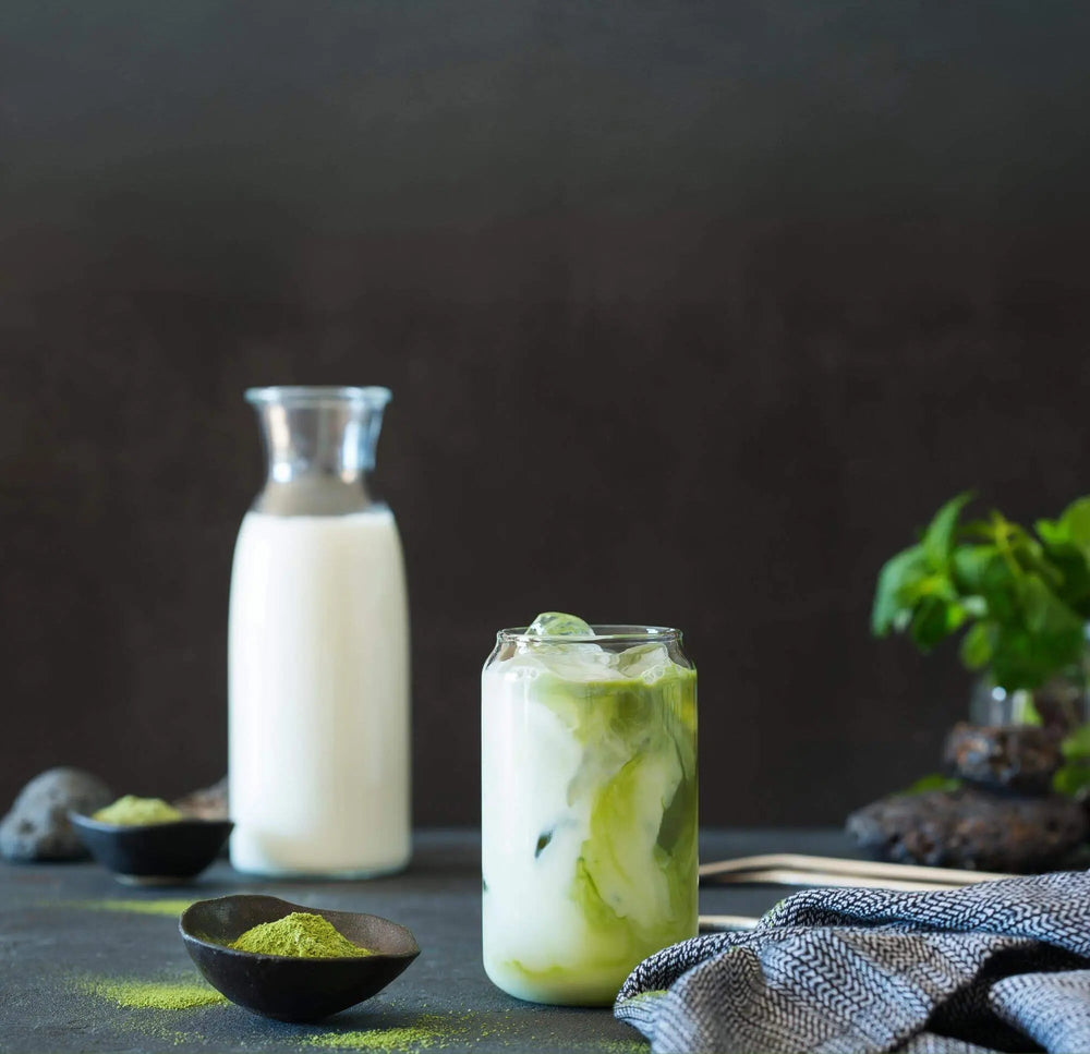 Tay Leaf matcha latte prepared with the standard four-gram method