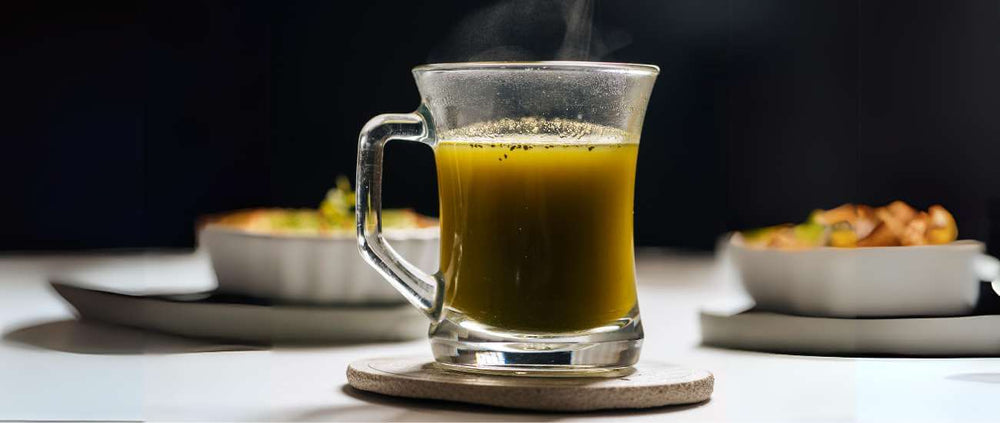 Hot straight matcha whisked until smooth and lightly foamy