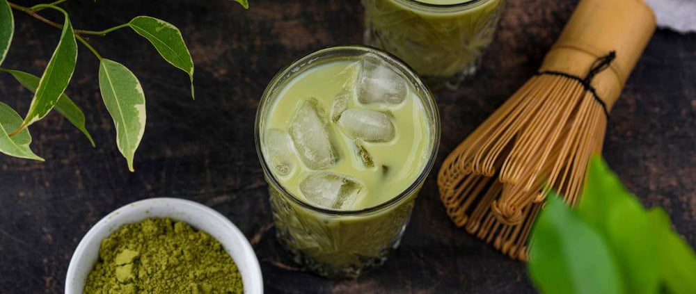 Cold matcha poured over ice for a refreshing straight tea