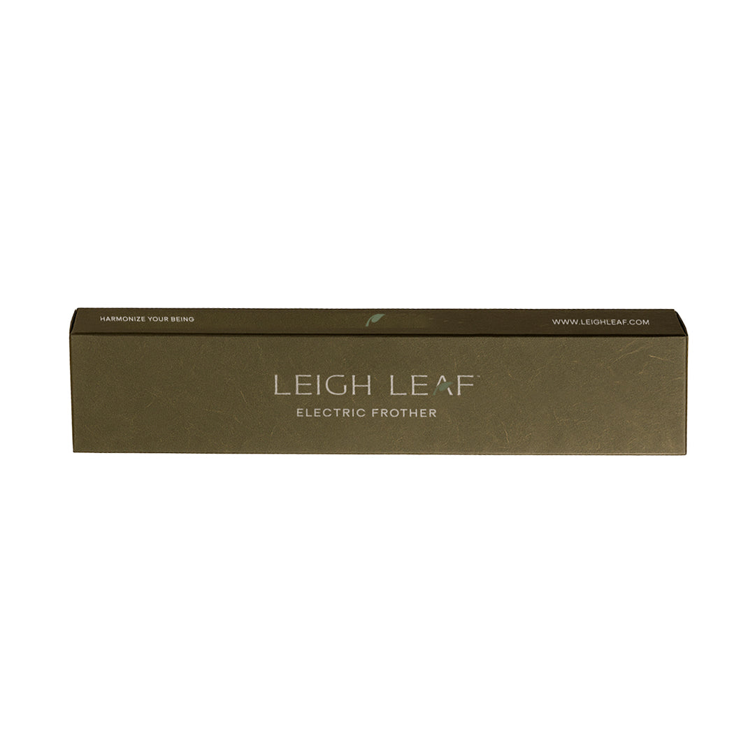 Electric Matcha Whisk by Leigh Leaf showcasing its durable 304 stainless steel construction for long-lasting use.