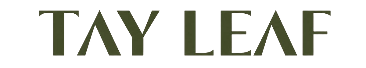 Tay Leaf logo in green on a white background